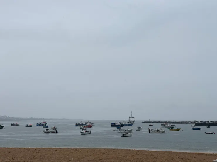 海邊停了很多小船