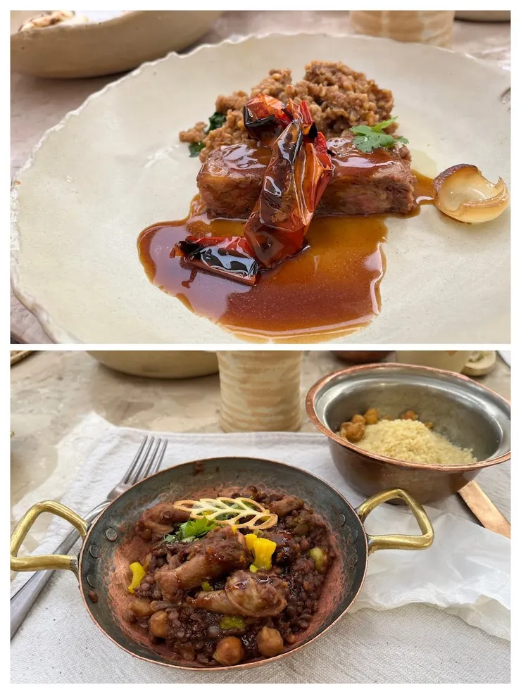 上：烤牛肉餐 下：鵪鶉餐