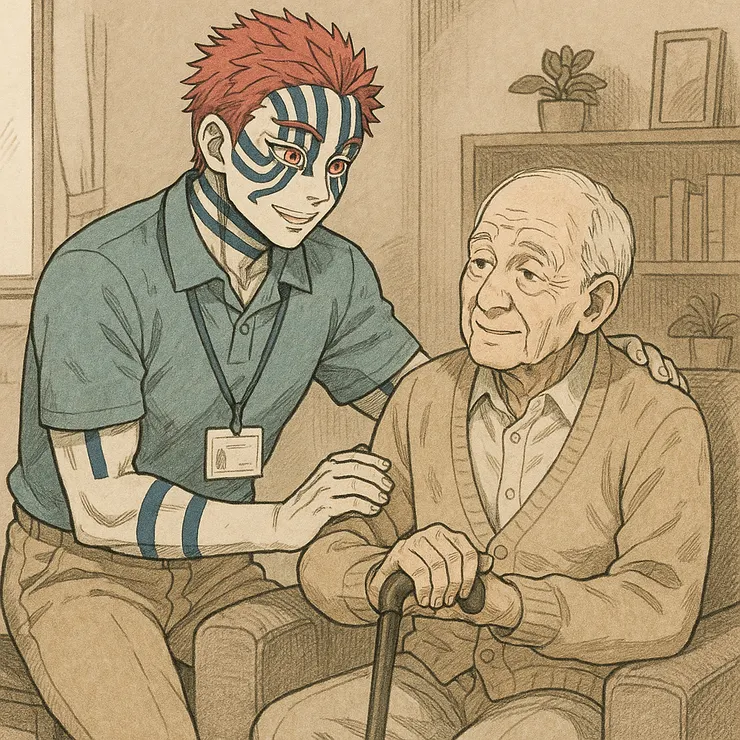 沒想到猗窩座也曾經是個暖男@AI生圖(還我眼睫毛！！！)