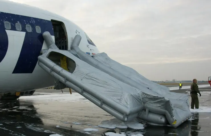 Emergency slide, LO 16 Flight forced landing, Warsaw, 1st Nov 2011