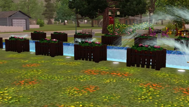 水池和花槽一直伸延到入口。