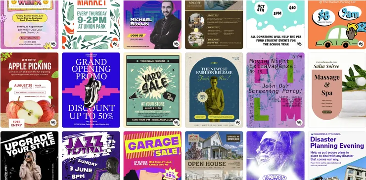 Adobe Express板模選擇