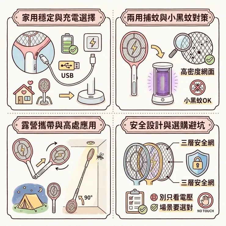 【電蚊拍推薦】2026 小黑蚊和露營先看🦟 Dcard、PTT 常比 6 款充電式與兩用款