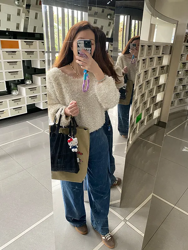 泰迪熊毛毛上衣 巴恩風包包