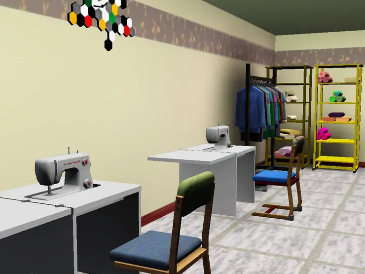 一邊放著完成品和布匹。