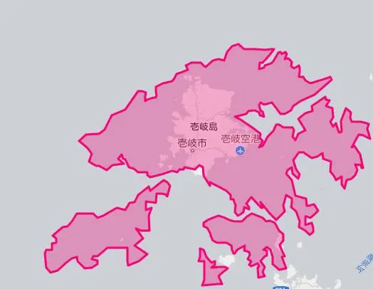 圖為壹歧島，從島南到島北，大約是新田到屯門的距離。