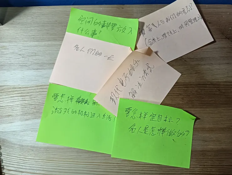 有潛力的主題被寫在便利貼上