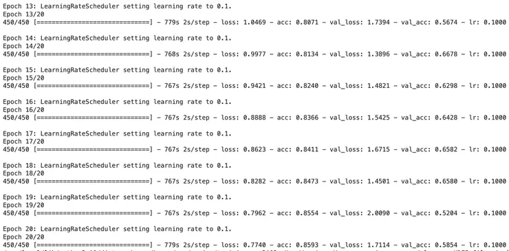 後8個epoch的訓練紀錄