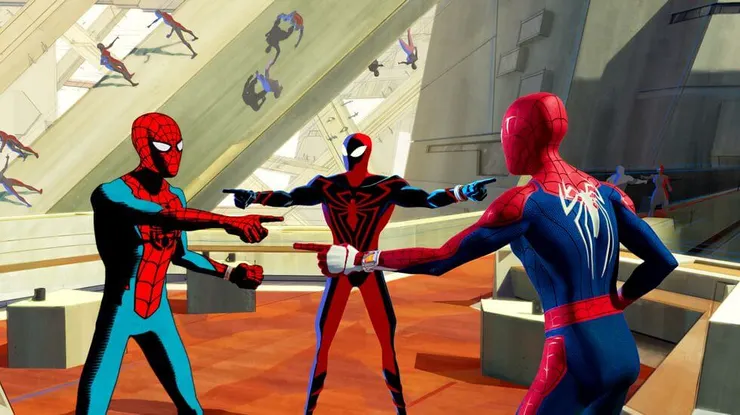 《蜘蛛人：穿越新宇宙》劇照，每一個宇宙的蜘蛛人都有相似的經歷