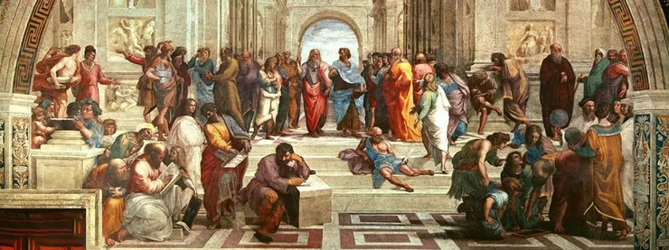 從雅典城邦時代以來，對話常被視為民主基石，成為後世的典範(圖源：世界名人書畫網)