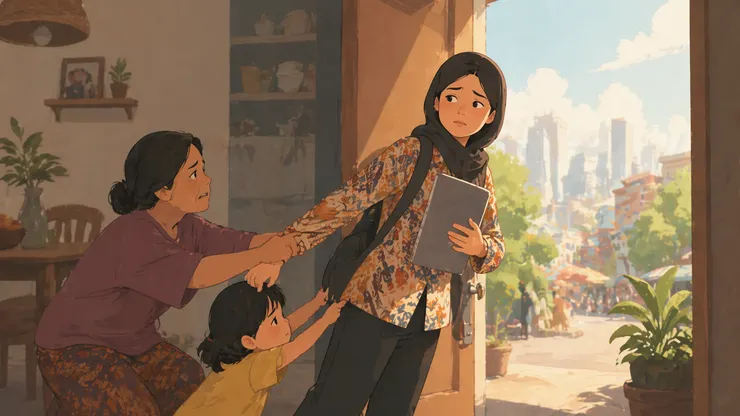 新住民女性被家庭成員以「外出工作會亂想或跑掉」為由阻止。（圖/ ChatGPT 製作）