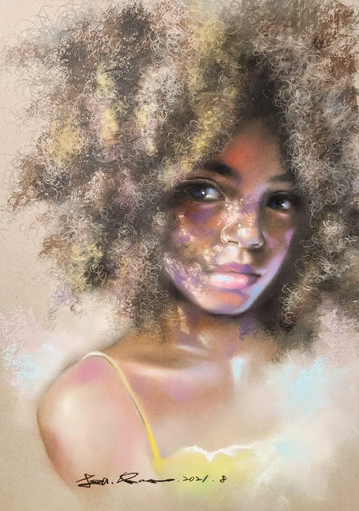 大眼睛女孩 (媒材:粉彩)