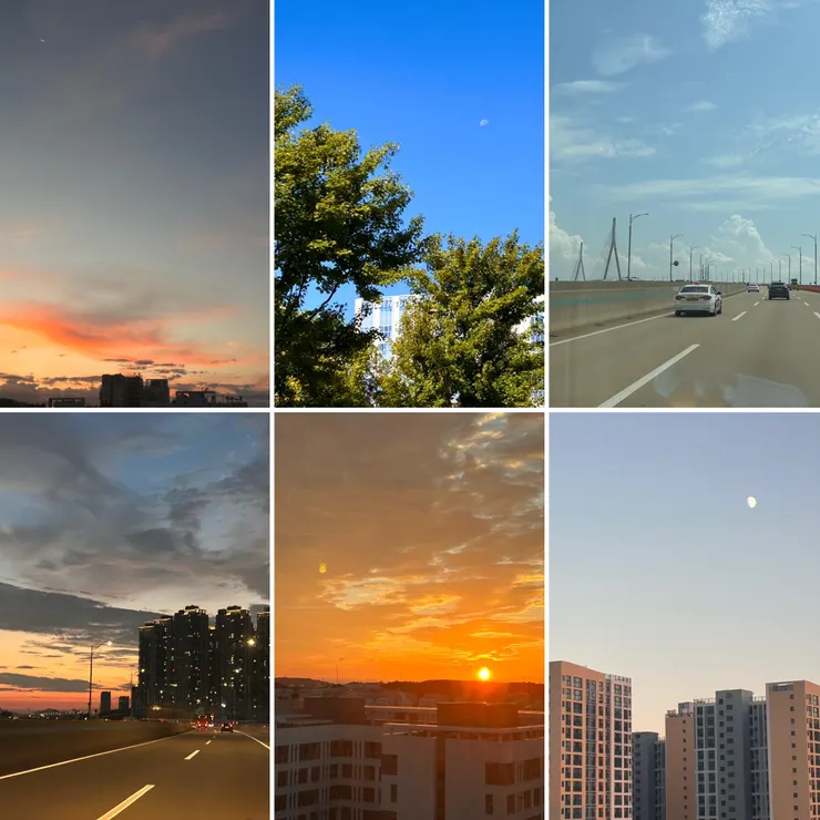 好喜歡觀察天空的變化，這是不同日子裡、不同時間段的天空。