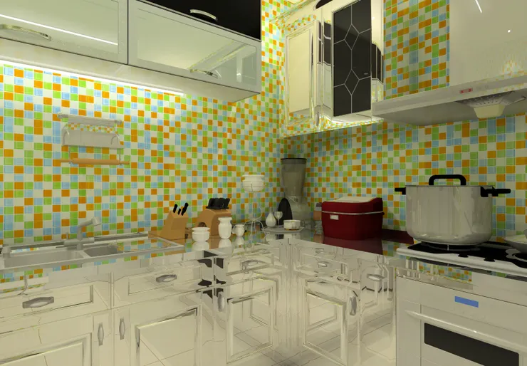 廚房的角落。廚房電器用品一應俱全。