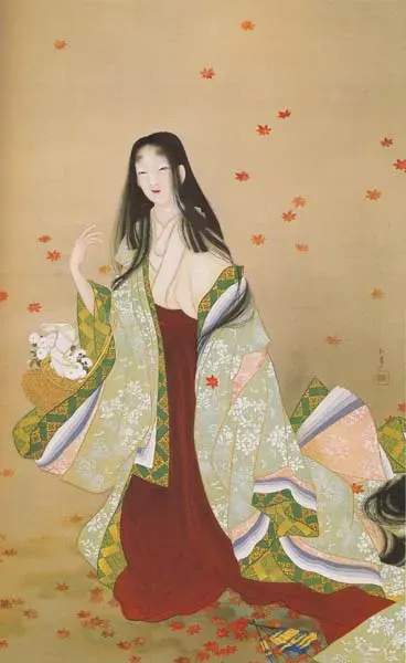 (圖1 )上村松園「花がたみ」 大正4年（1915），松柏美術館。