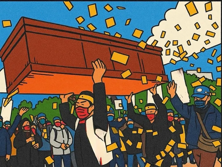 抬棺抗議 AI生成圖