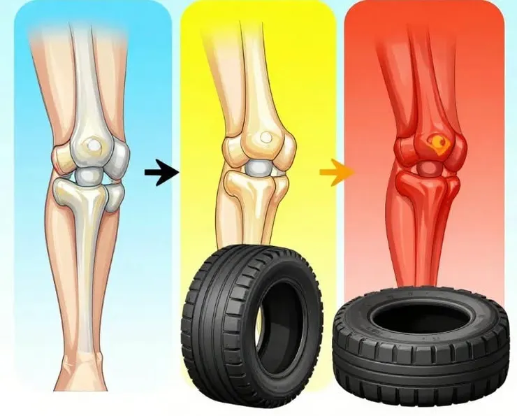 膝蓋退化就像輪胎磨損, 磨損增加就容易膝蓋卡卡發炎疼痛