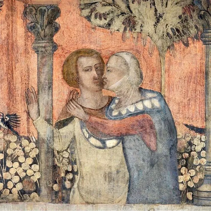 1/4 The story of the Chatelaine of Vergy, painted in the 14th century on the walls of Palazzo Davanzati, Florence.