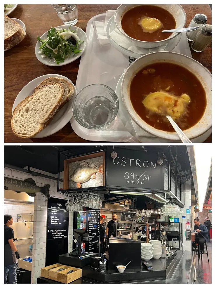 一碗魚湯加生菜麵包吃到飽， 價格約台幣450元屬平民美食。