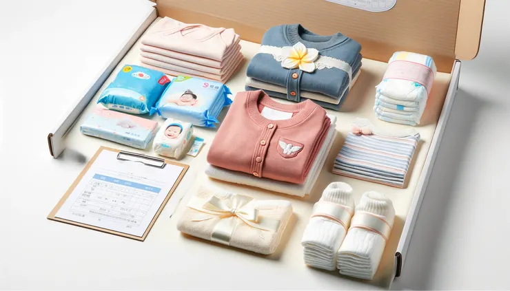 包含媽媽小孩的數是衣物,清潔用品,尿布...等