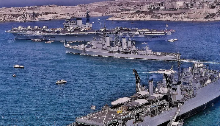 勝利號在1966-1967年遠東巡航之後，從馬爾他格蘭德港返回英國的途中