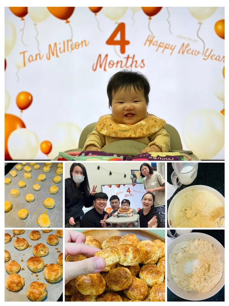 【慶祝2024元旦暨萬萬滿4個月，拉拉做了迷你司康。】