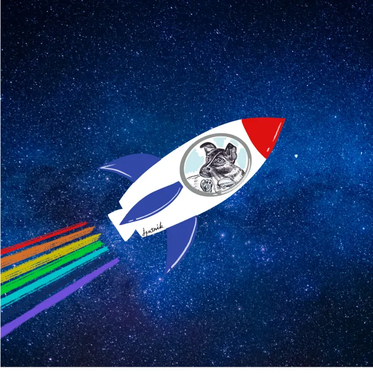 不由自主想畫一隻太空犬