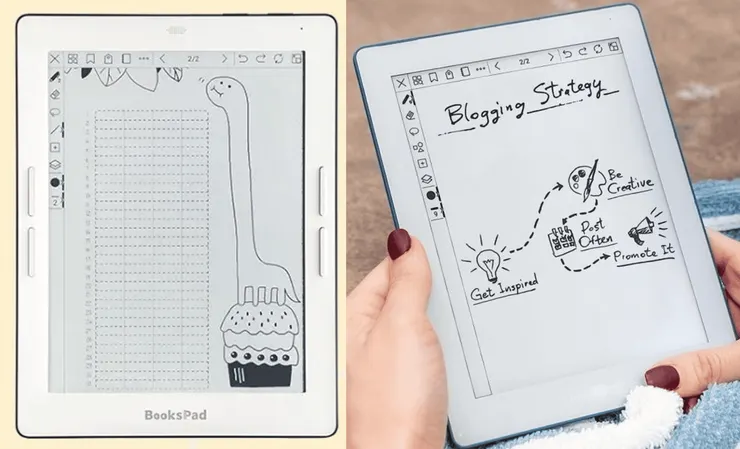 BooksPad 的筆記介面(左)與 Mobiscribe WAVE(右)幾乎完全雷同