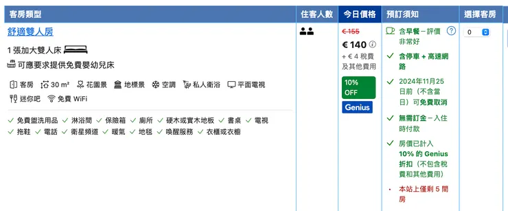 以上圖片擷取自booking.com