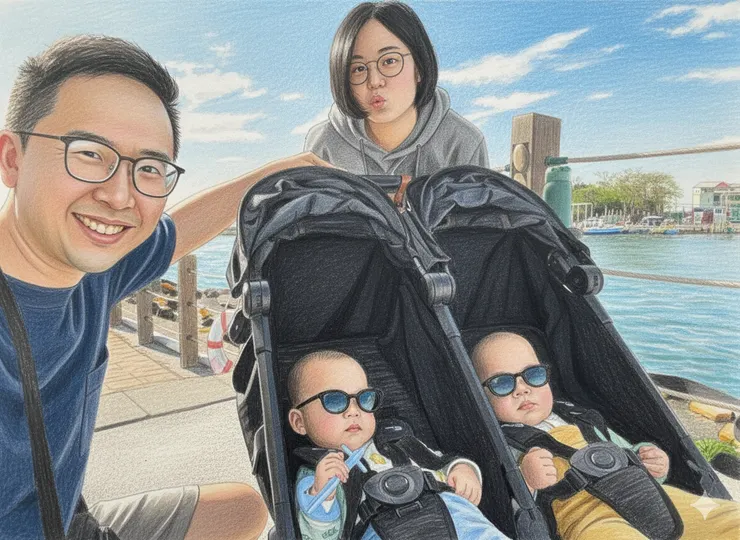 陪伴在一起的一家人