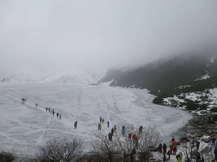 湖面結冰場面其實也很美,而且還能在上面行走