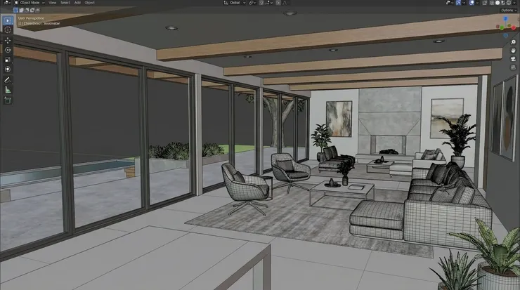 Blender model layout used in Render AI Blender workflow