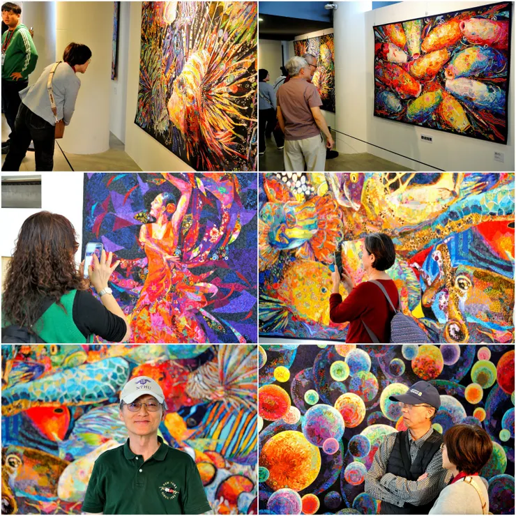 【賞嘆劉棟拚布畫搞怪沙灘夕照中】