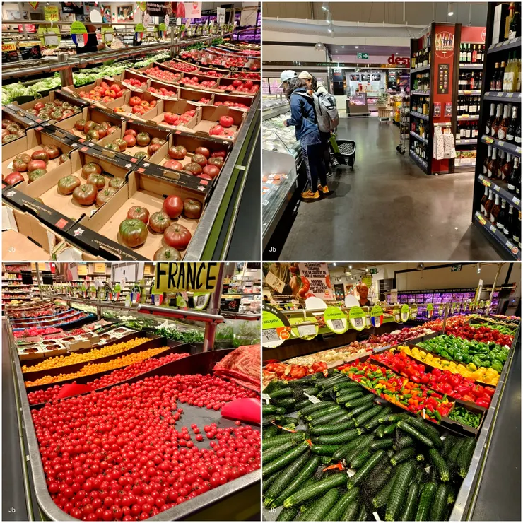 【參觀完修道院，返住處途中的歡樂時光，到Grand Frais超市採購。看左邊兩張照片，他們的番茄種類有多少！】