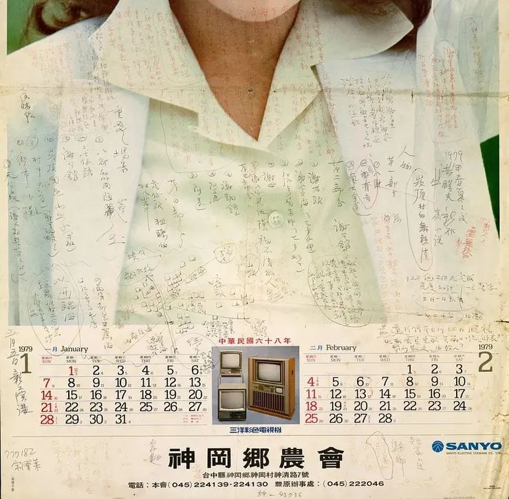 洪醒夫寫在神岡月曆紙上的草稿。（資料來源：國立台灣文學館）