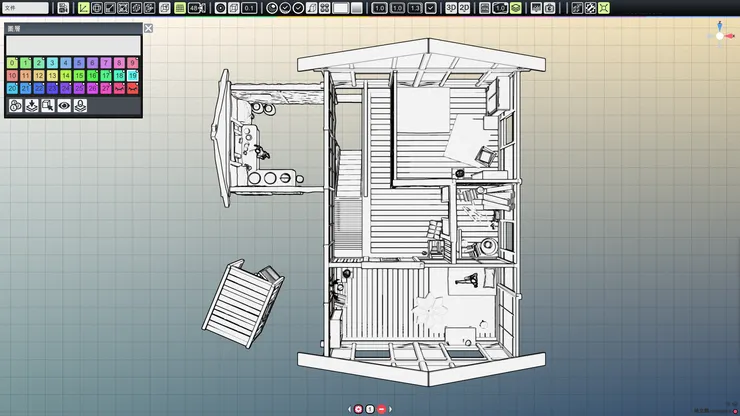 刪去屋頂圖層後的房屋俯視圖。