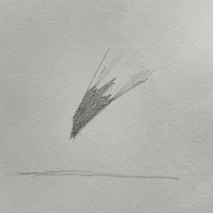 用筆尖接觸紙面，力道較容易失控