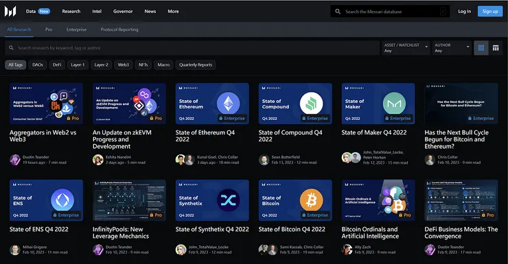 Messari 文章頁面