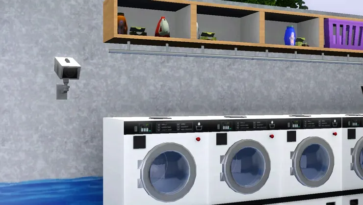 機上有置物架，上面放了洗衣用品，自由取用。