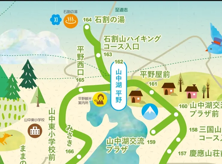 山中湖右上角巴士地圖