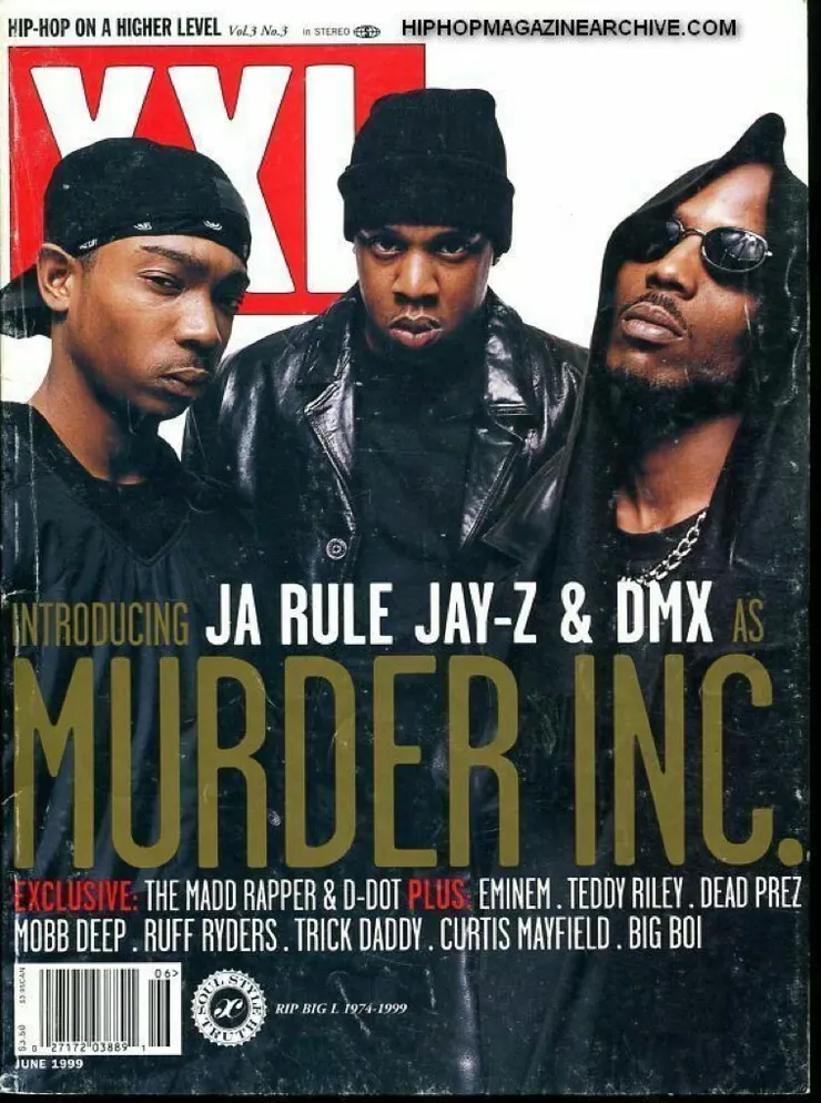 1999年6月的XXL封面 (左Ja Rule、中Jay-Z、右DMX)