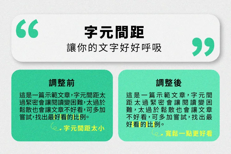祕訣一：調整適當的字元間距