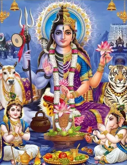 另一幀畫像。比對前述的濕婆外貌，有哪些被畫上了、哪些沒有呢？