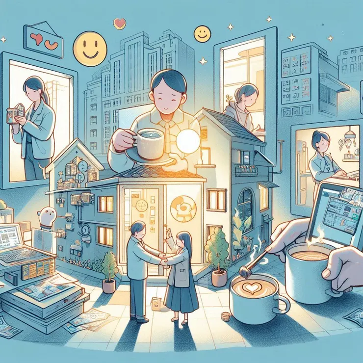 copilot。請幫我畫張圖表示在同溫層裡的人們,對比大一點