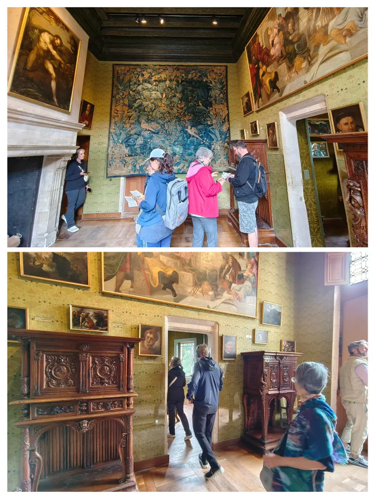 【攝政王后的辦公廳!地面層,綠色辦公廳,攝政王后凱瑟琳‧德‧梅迪西斯曾在此號令全國,無異實質上的皇宮。壁上掛毯、油畫都是王后的收藏,那2只木櫃是16世紀義大利製的。】