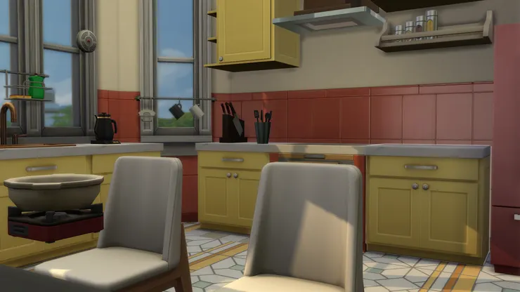 餐椅後面便是煮食的地方。