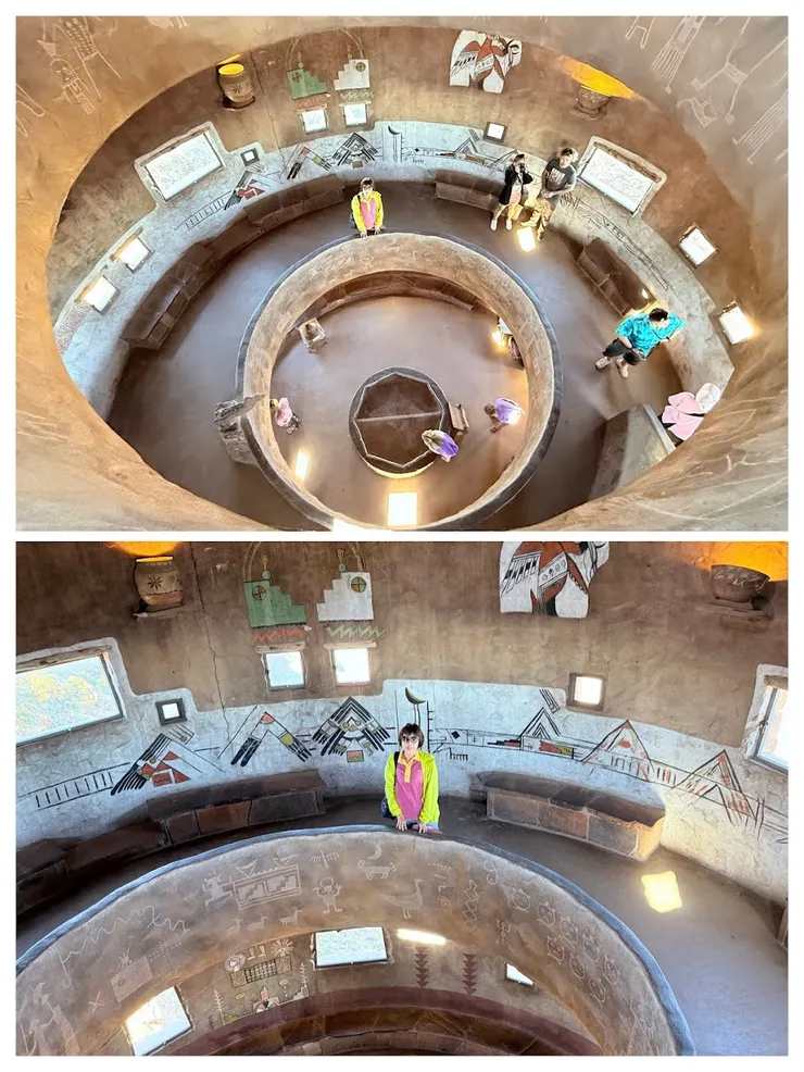 螺旋式走道逐步往上， 中央鏤空可以從頂樓看到最底樓。