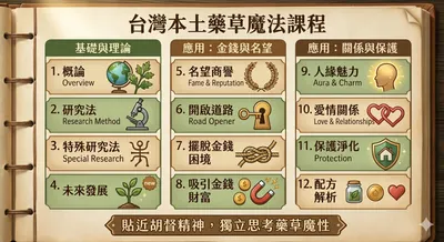 台灣本土藥草魔法課程，臨時於05/14加開平日班