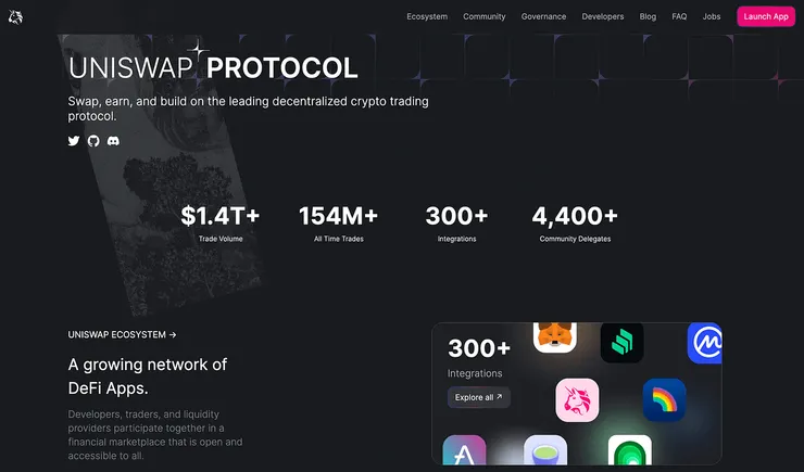 Uniswap 去中心化交易所|圖片來源:Uniswap 官方