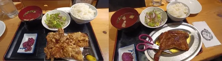 唐揚雞定食 1000円：3顆星(可以一試)  /  骨付鳥定食 1420円：3顆星(可以一試)